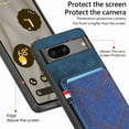 thumbnail image 6 of Nalacover Case for Google Pixel 7A Back Card Slots Wallet Case, Vintage Denim Pattern PU Leather Magnet Car Mount Cover, Full Edge Protection Anti-Drop Shockproof Case,Blue, 6 of 9