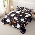 thumbnail image 3 of Erosebridal Cute Ghost Bed Spread Queen, Halloween Pumpkin Lantern Queen Coverlet Set for Boys Girls, Black Purple, 3pcs 1 Quilt and 2 Pillowcases, 3 of 7
