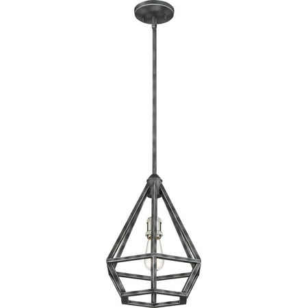 - Pendants 1 Light With Iron Black with Brushed Nickel Accents Finish Steel Medium Base 12 inch 100 Watts