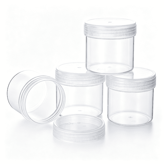 RAGUPEL Clear Jars with Lids,4Pcs Travel Jars for Creams,3.4Oz Travel Size Container,Clear Leak Proof Plastic Jar with Lids for Creams,Lotions,Cosmetics,Beads Storage
