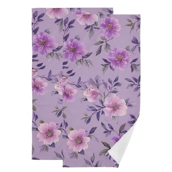 Fresh Flowers Lavender Pink Hand Towel Absorbent Bath Towels for Bathroom Sports Gym 28" x 14" Set of 2