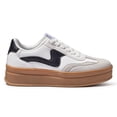 thumbnail image 3 of LUCKY STEP Womens Platform Fashion Sneakers Thick Sole Suede Faux Leather Casual Shoes,White&Black, 3 of 6