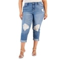 thumbnail image 1 of Celebrity Pink Womens Bestie Cuffed Girlfriend Cropped Jeans, Blue, Plus Size, 16W, 1 of 1