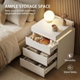 thumbnail image 5 of Lacoo Modern End Table Set of 2 with LED Lights & Charging Station, White Nightstand with 3 Drawers & Upper Storage for Living Room Bedroom, 3 Drawer, 5 of 8