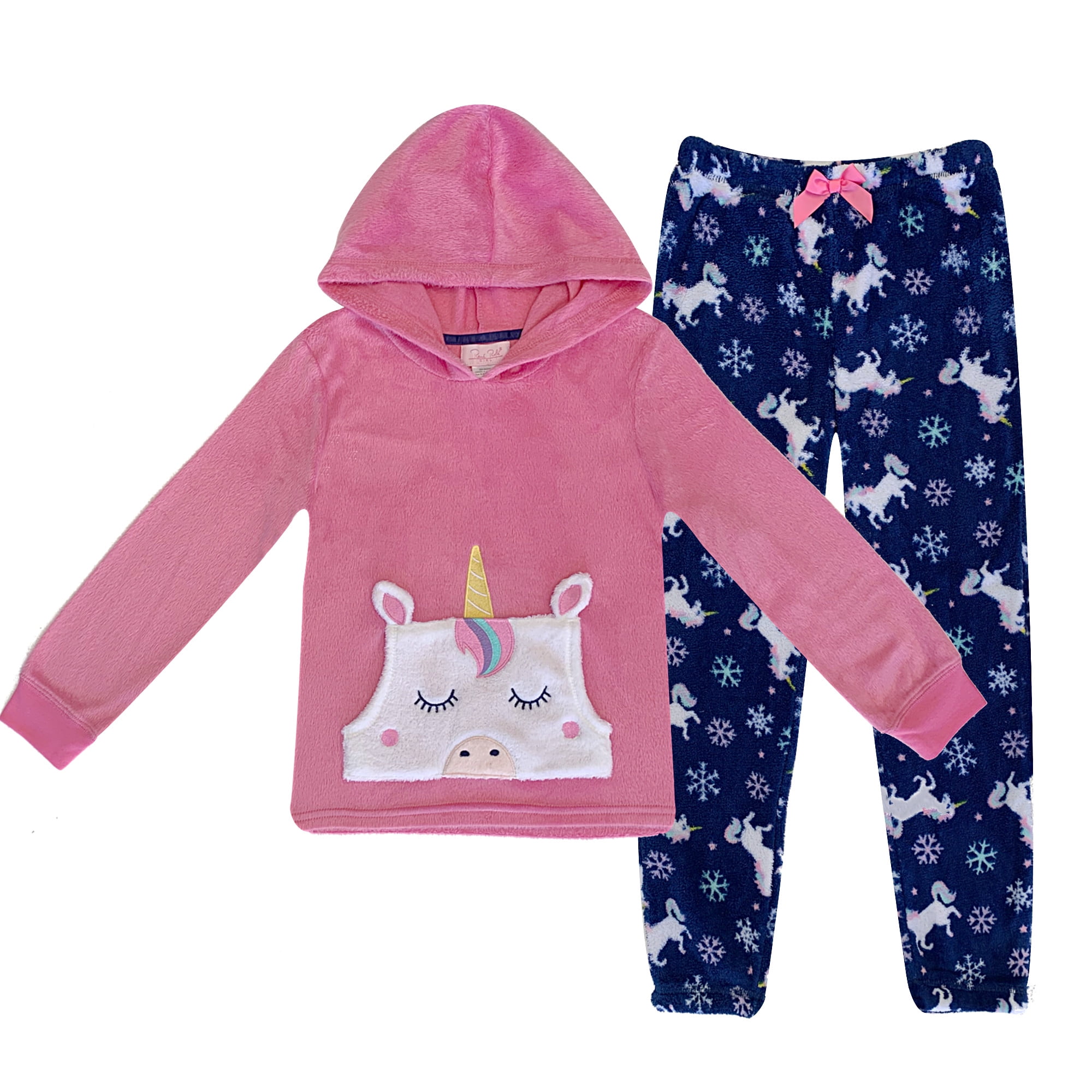 The Popular Store Popular Girl's Fuzzy Fleece Sleep Hoodie and Pajama