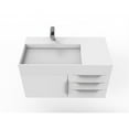 thumbnail image 3 of Amazon 36" White Wood Floating Vanity White  Left Top with Brushed Trim, 3 of 8