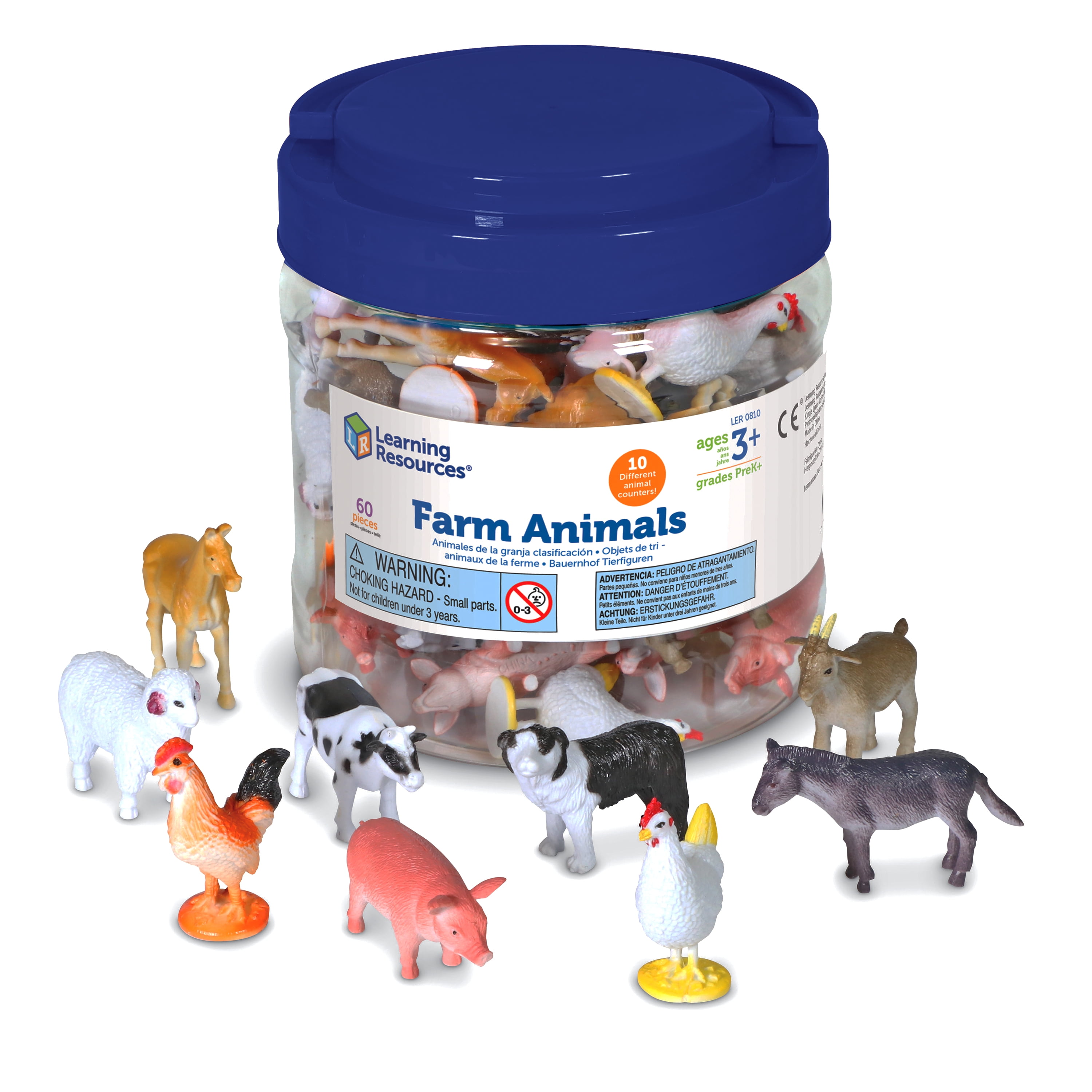 Learning Resources Farm Animal Counters - 60 Pieces, Boys and Girls Ages 3+  Toddler Learning Toys, Farm Animals for Kids 