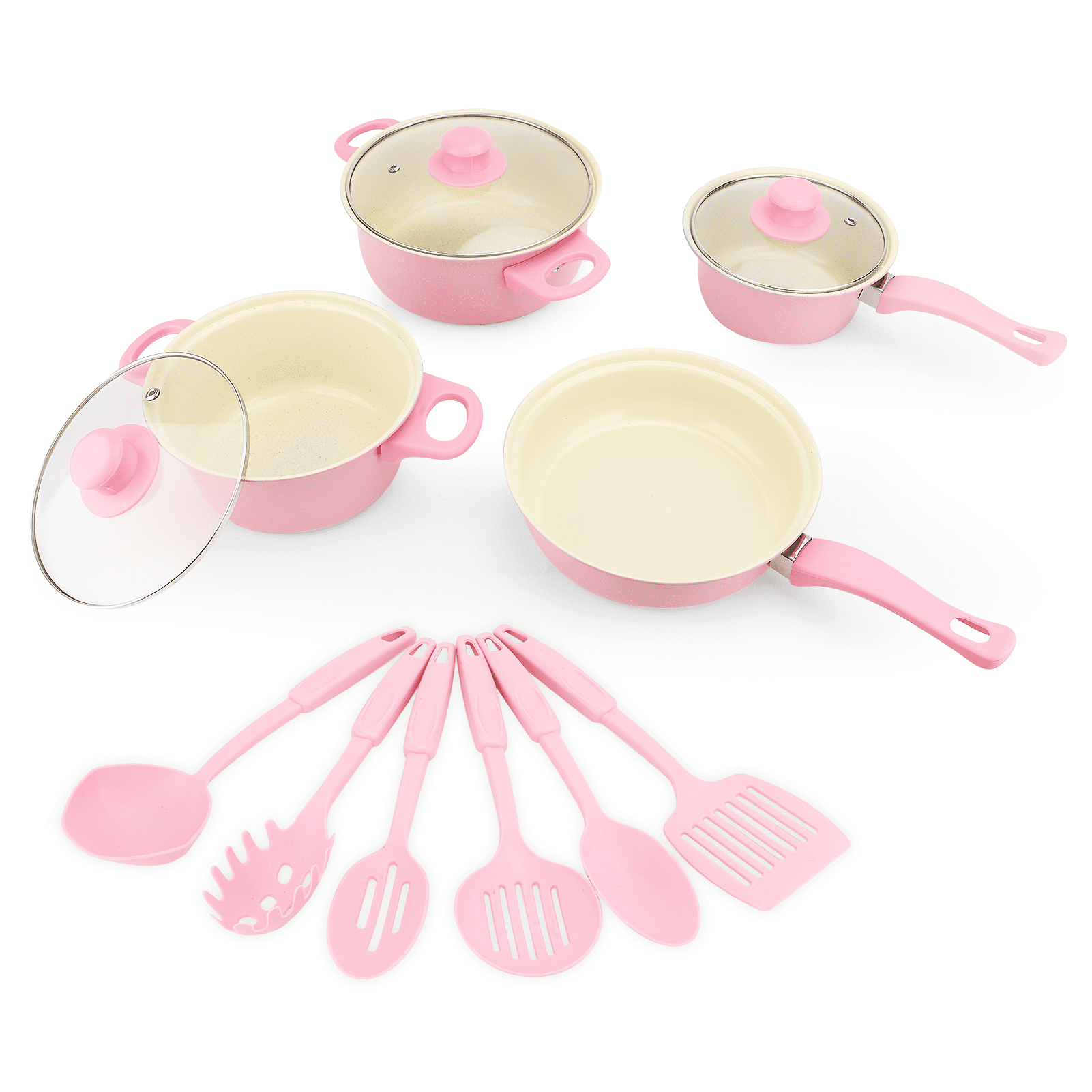 13 Piece Cookware Set, Kitchen Nonstick Pots and Pans Set with Glass Lid for Cooking, Induction & Dishwasher