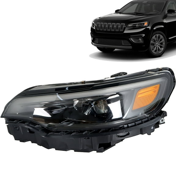 labwork Headlight Assembly Projector LH Headlamp LED Headlights Clear Lens Black Housing Replacement for 2019 2020 2021 2022 Cherokee