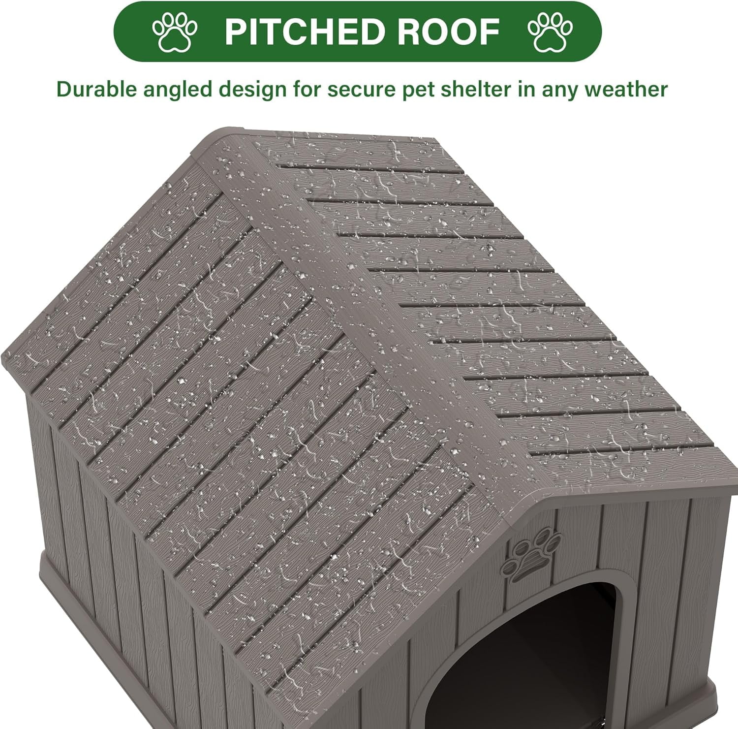 Large Dog House for Outdoor & Indoor, Waterproof Puppy Shelter with Air Vents & Elevated Floor, Easy Assemble Sturdy Dog Kennel for Large Dogs(Grey,36.2''L×38''W×38''H)