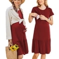 thumbnail image 1 of Vestido de lactancia Zhivalor rojo vino M para maternidad manga corta, 1 of 2