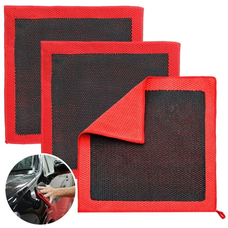 3 Pcs Clay Towels, 11.8 in Car Paint Cleaning Cloth, Synthetic Decontamination Cloth, Removes Overspray, Mud, Bird Droppings, for Car Detailing, Wax and Sealant Prep