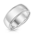thumbnail image 2 of Ioka - 14k Solid White Gold 8mm Standard Classic Fit Milgrain Traditional Wedding Band Ring - size 10.5, 2 of 5