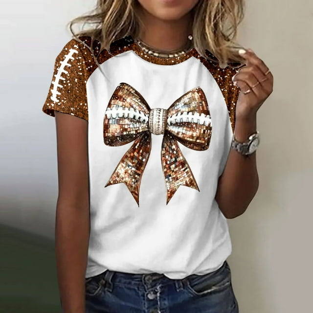 TINZ T-Shirt Décontracté Mode Imprimé Col Rond Manches Courtes Chandail T-Shirt Manches Longues Chemises Femmes Manches Longues Compression T-Shirts Graphiques pour Femmes