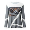 thumbnail image 4 of Womens Tops Long Sleeve Round Neck Printed Top Contrast Color Casual Fashion Pullover T Shirt Blouses For Women, 4 of 4