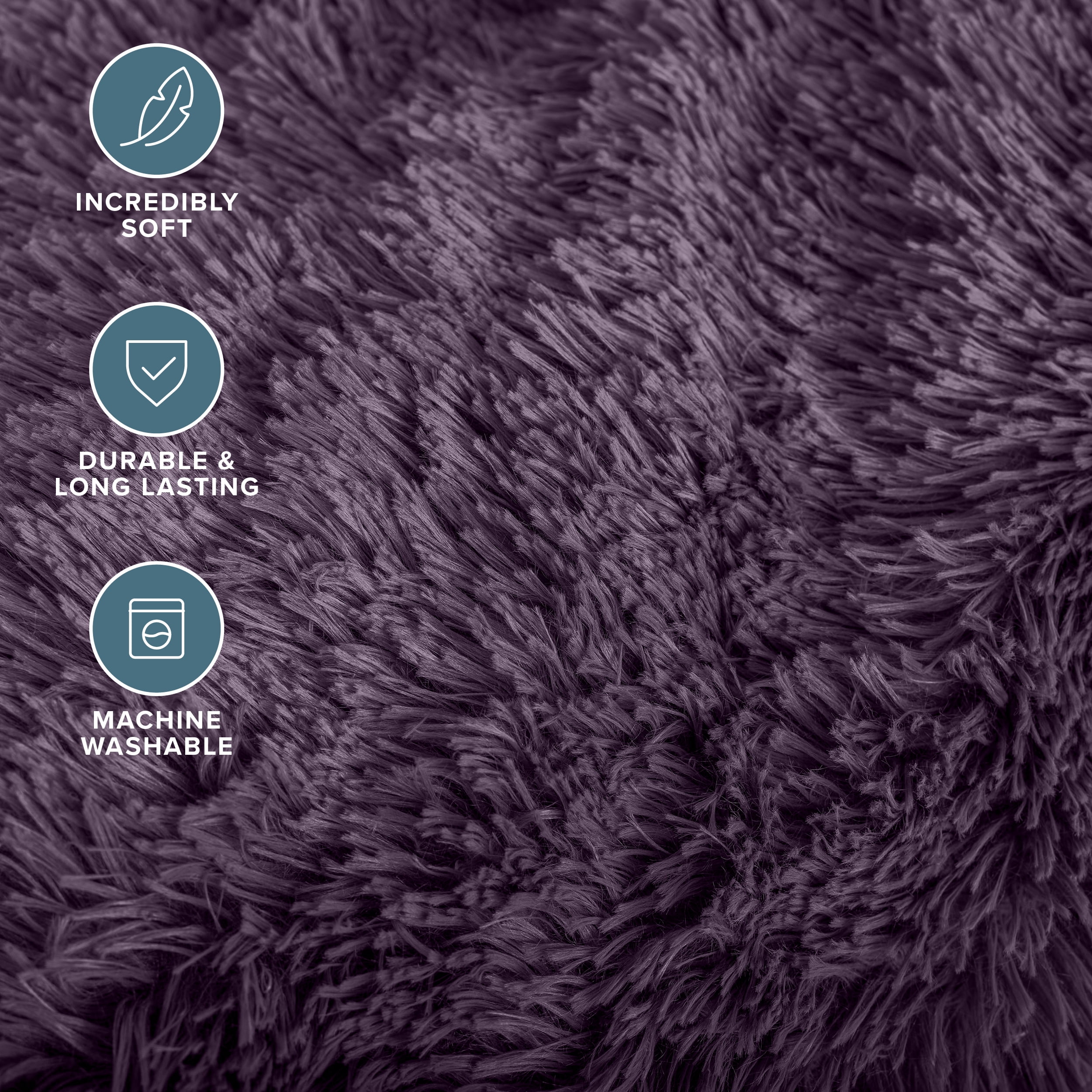 Bare Home Shaggy Blanket - 90" x 108" - Ultra Soft Fleece - King, Eggplant