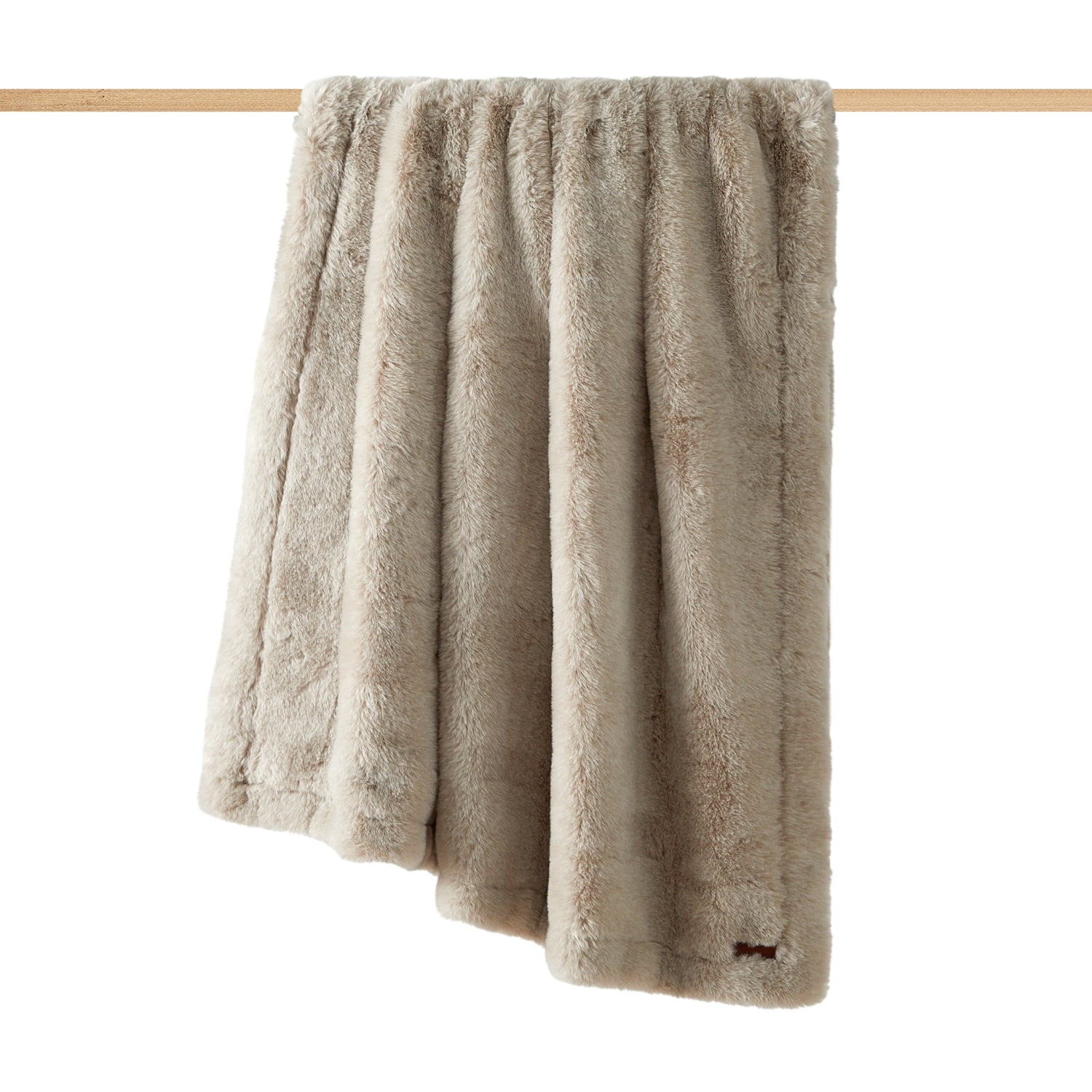 Cozy Haven Luxury Heathered Cationic Faux Fur Oversized Couch Throw Blanket, Beige, 50 x 72 in