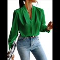 thumbnail image 1 of Blusas de Trabajo para Mujer, Blusas de Larga, Blusas de Oficina con Cuello en V, Blusas de para Mujer Verde M, 1 of 10