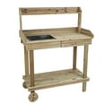 thumbnail image 3 of LuxenHome Natural Wood Mobile 1-Drawer 2-Shelf Potting Bench with Storage, 3 of 6