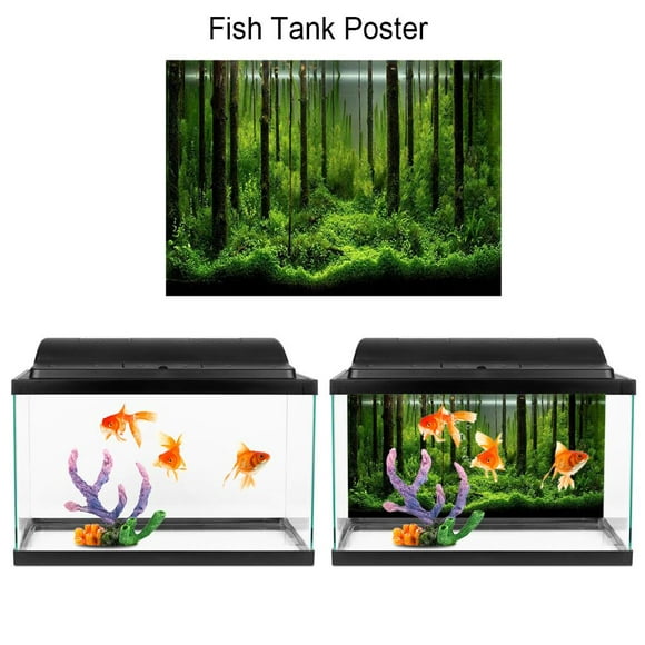 Cergrey PVC Adhesive Underwater Forest Tank Background Poster Backdrop Decoration Paper, Fish Tank Background Paper, Fish Tank Decoration Poster