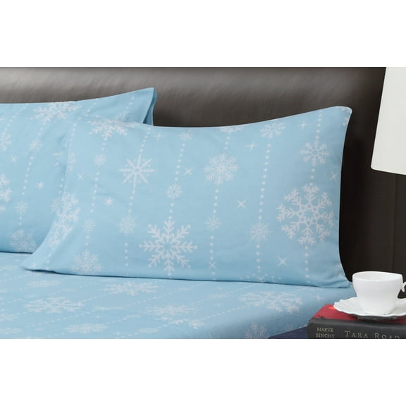 Snowflake 2-Pieces Pillow Cases Standard Blue 20"x30"