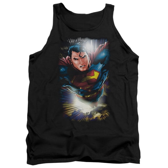 Superman In The Sky Adult Tank Top Black