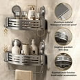 thumbnail image 3 of Suction Cup Corner Shower Shelf, No Drilling Bathroom Shower Caddy with Towel Bar Hooks, Aerospace Aluminum Storage Rack for Corner, 3 of 6