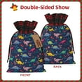 thumbnail image 2 of Rocae Dinosaur Flowers Print Christmas Drawstring Linen Gift Bag with Drawstrings Treat Bag Goody Present Bags for Christmas Party Favor, 2 of 8