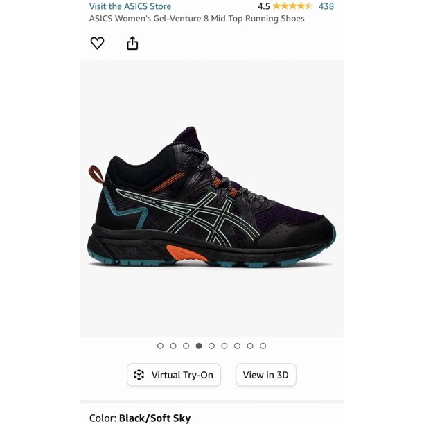 ASICS Women's Gel-Venture 8 MidTop Running Shoes black/soft sky size 10.5