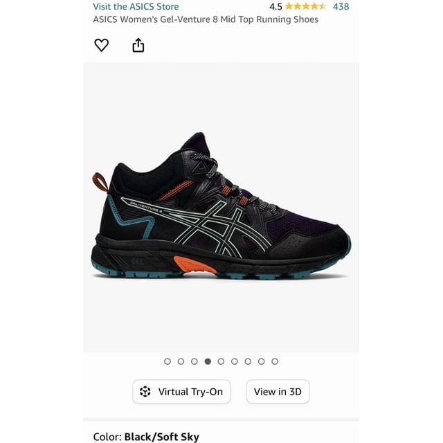 ASICS Women's Gel-Venture 8 MidTop Running Shoes black/soft sky size 10.5