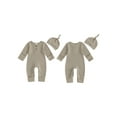 thumbnail image 2 of Rovasas Infant Baby Fall Clothes Stripe Long Sleeve Round Neck Jumpsuit Hat, 2 of 9