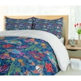 thumbnail image 5 of Ambesonne Marine Duvet Cover Sets, Fishes in Tropical Ocean, 2-Queen, Navy Blue Sea Blue Pink, 5 of 7