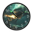 thumbnail image 2 of Voice Activated Clock with Glow Light 12 Inch Large Silent Wall Clock Battery Operated for Home Decor Man Fighting Shark, 2 of 8