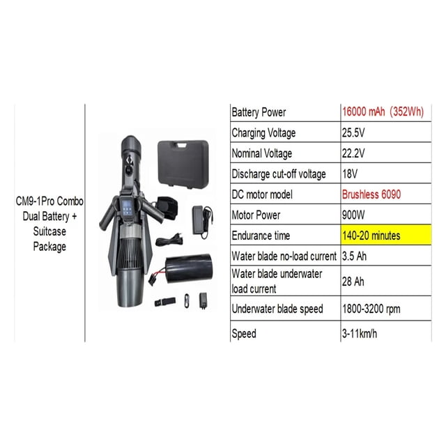 900W Underwater Scooter Motor Sea Propeller Removable Battery Diving Propeller Suitable for Pool Diving