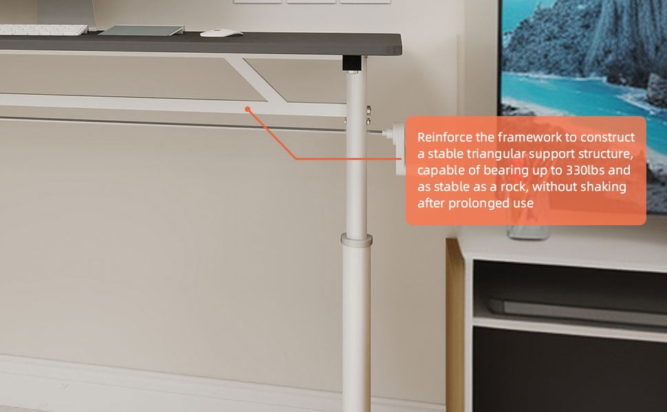 LiviNest Height Adjustable Desk for Small Spaces: Manual Crank Standing Desk with Storage - Modern Home Office Desk for Apartments & Compact Workstations