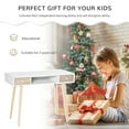 thumbnail image 3 of HOMCOM Kids Wooden Work Study Desk Makeup Vanity and Writing Computer Table with Storage Drawers & Pinewood Legs, White and Natural, 3 of 9