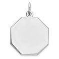 thumbnail image 1 of 925 Sterling Silver Rh Plt Engraveable Octagon Disc Necklace Pendant Charm Engravable Octagonal, 1 of 6