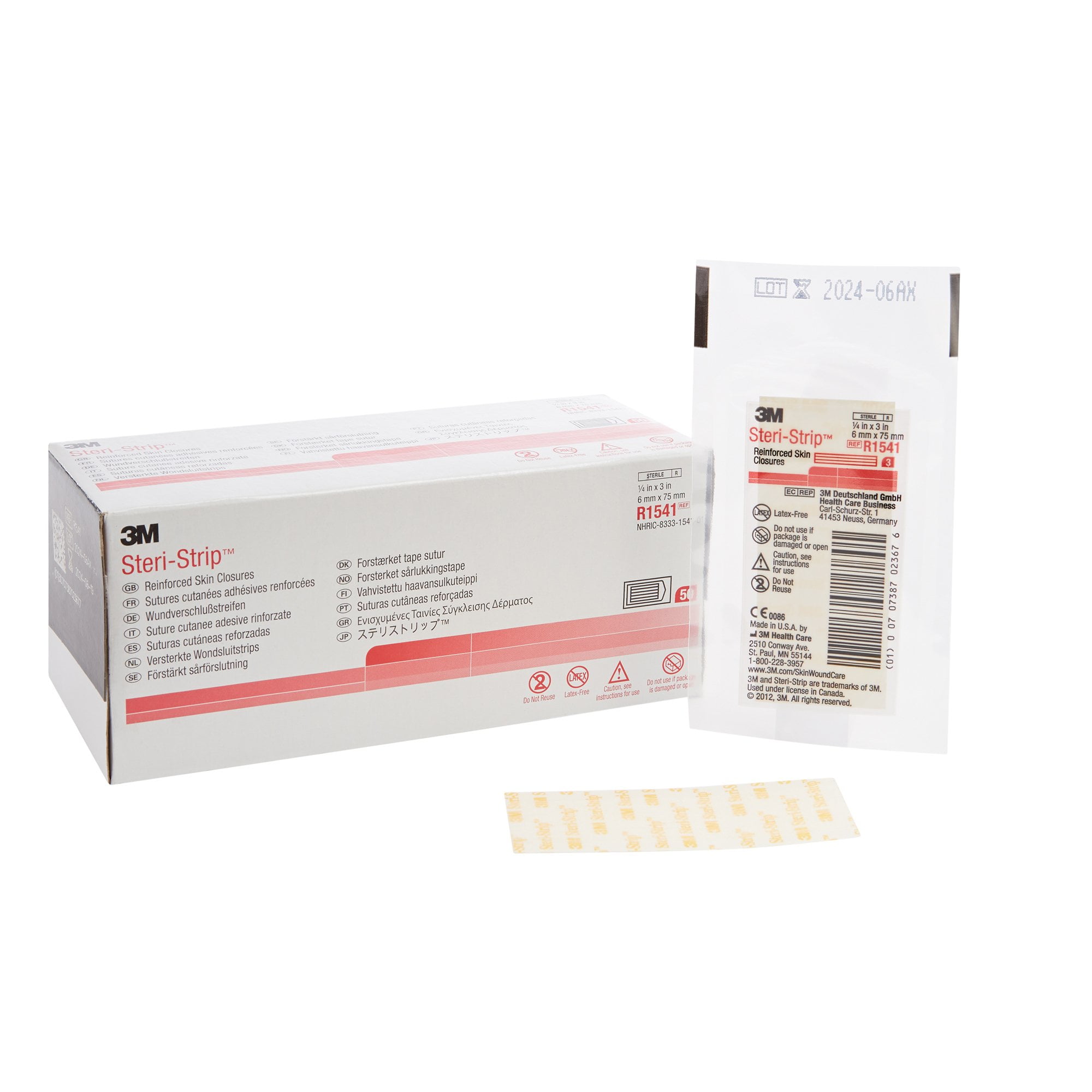 SteriStrip Closure Reinforced Skin Strip .25 x 3" Sterile R1541, 50 Ct