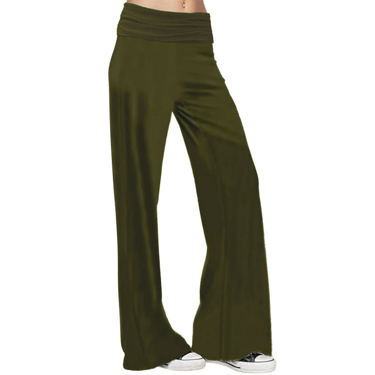 YYDGH Womens Yoga Pants Wide Leg Sweatpants High Waisted Palazzo Pants  Lounge Pajamas for Women with Pockets Army Green M