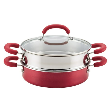 

Rachael Ray Create Delicious Aluminum Nonstick Steam Set 3 Quart Red Shimmer