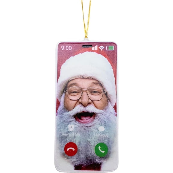 Smartphone Video Call with Santa Claus Christmas Tree Ornament for Kids