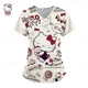thumbnail image 2 of Camiseta con cuello en V para trabajadores del cuidado de Hello Kitty, ropa de trabajo de clínica, Tops de manga corta, uniforme de enfermera estampado, 2 of 6