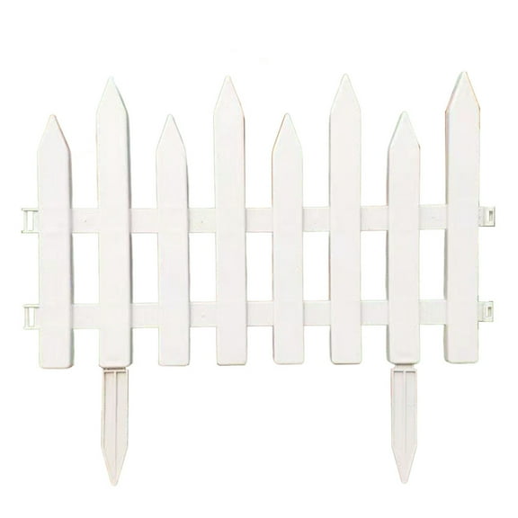 PURELY- Lightweight Outdoor Garden Border Fence White Polyresin Picket Fencing 50*42Cm