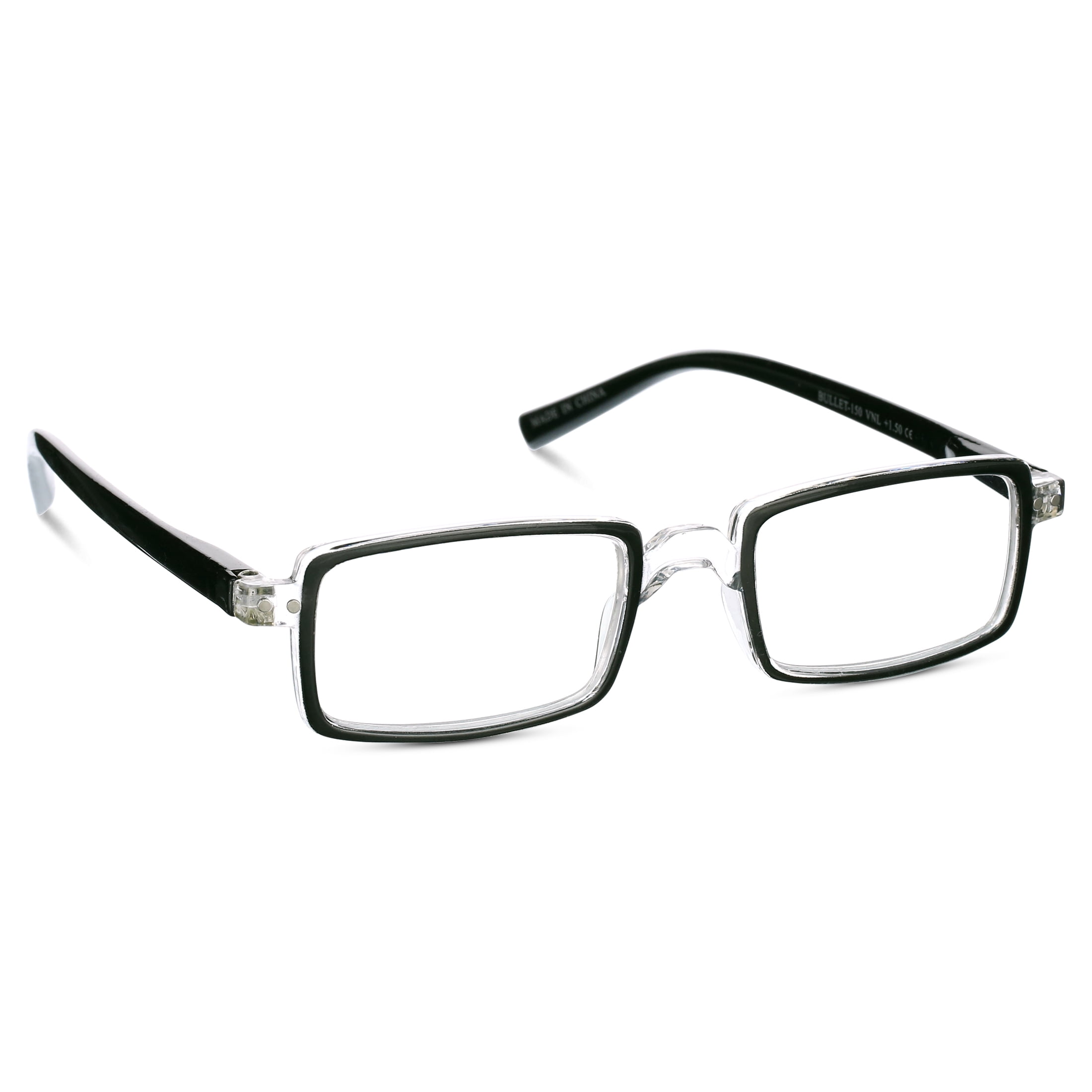 Elton John Pop Specs Reading Glasses - Black/Crystal Bullet 1.50, Rectangle Frame
