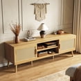 thumbnail image 2 of Amadwell Rattan TV Stand for 60" TVs, Adjustable Shelf, Natural Living Room Entertainment Center, 2 of 9
