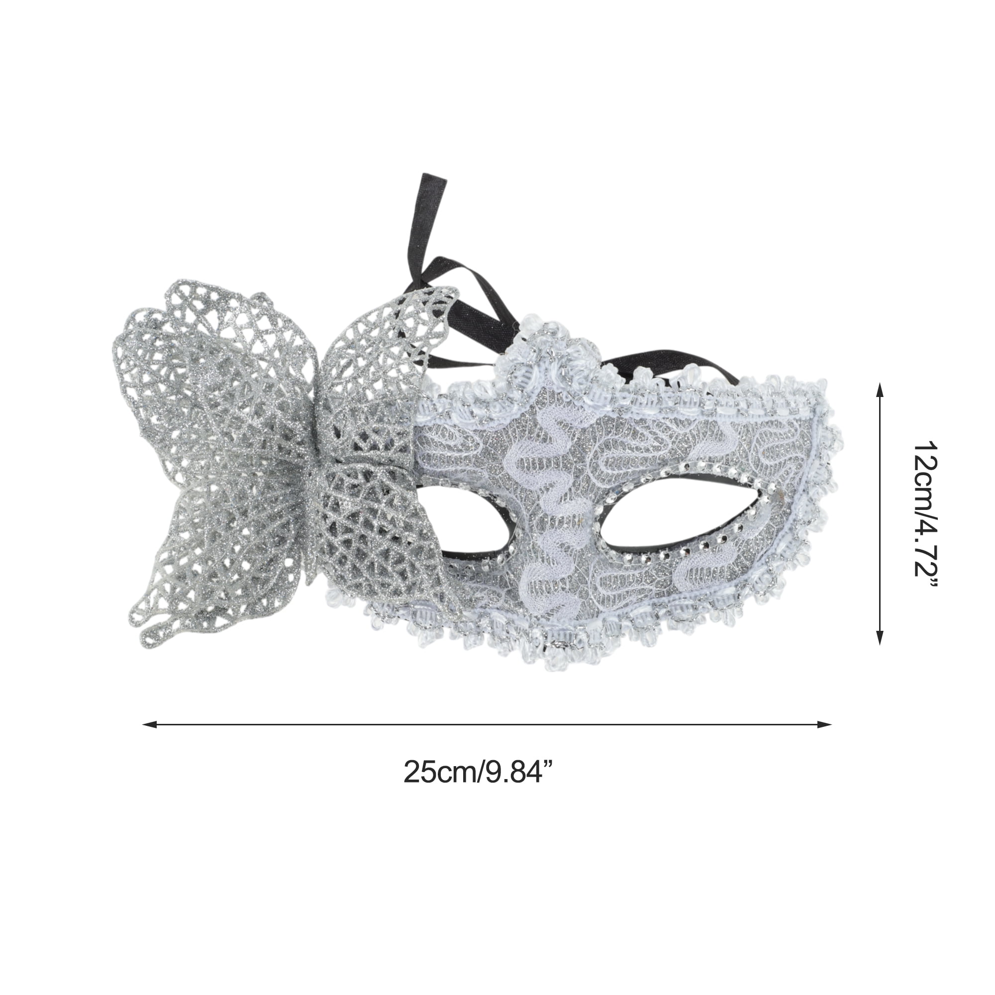 Unique Bargains 1 Box Elegant 3D Butterfly Half Face Party Mask White