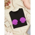 thumbnail image 3 of Purple Mermaid Shells As A Bra Graphic Women Black T-Shirt, Female XX-Large, 3 of 4