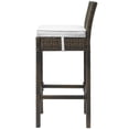 thumbnail image 4 of Contemporary Modern Urban Designer Outdoor Patio Balcony Garden Furniture Bar Side Stool Chair, Set of Four, Fabric Rattan Wicker, Brown White, 4 of 5