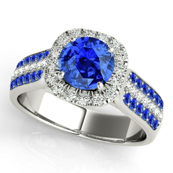 Mauli Jewels 1.55 Carat Tanzanite and Diamond Engagement Ring for Women, Unique Design 14K White Gold Gemstone Wedding Jewelry Gift