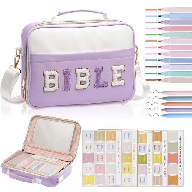 Funda para biblios KOPKOFT, de piel, color morado, tamaño grande